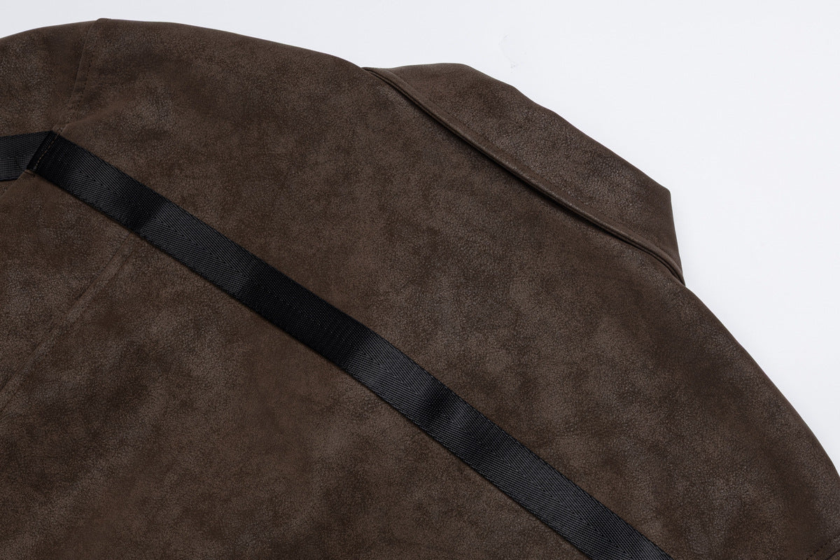 Chaqueta bomber de textura ante con rayas – Chaqueta corta Detroit con bandas satinadas