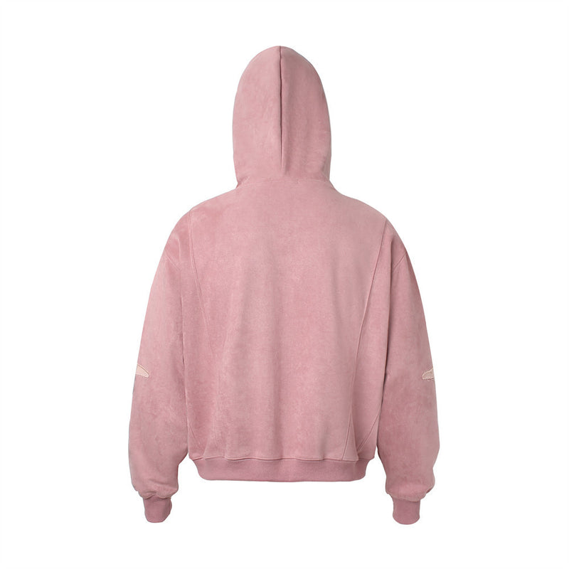 Baggy Zip Up Hoodie with Letter Appliqué — Oversized Streetwear Zip Hoodie