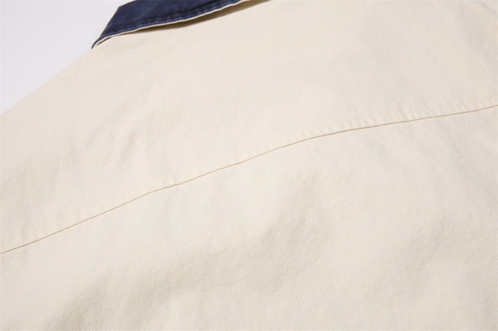 Men's Canvas Workwear Zip Jacket with Contrast Corduroy Collar