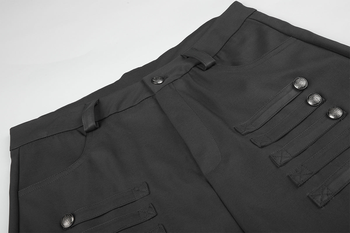 Palazzo-Hose mit weitem Bein und Militärknopf- sowie Riemendetails