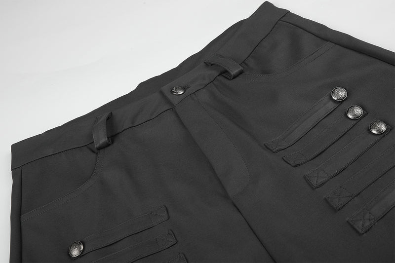 Palazzo-Hose mit weitem Bein und Militärknopf- sowie Riemendetails