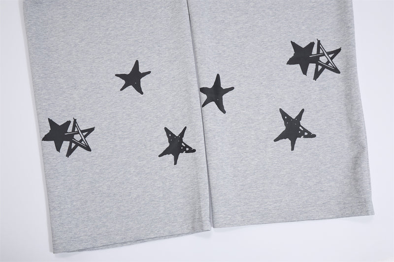 Wide-Leg Sweatpants with Plaid Waistband & Star Print – Trouvaille Graphic