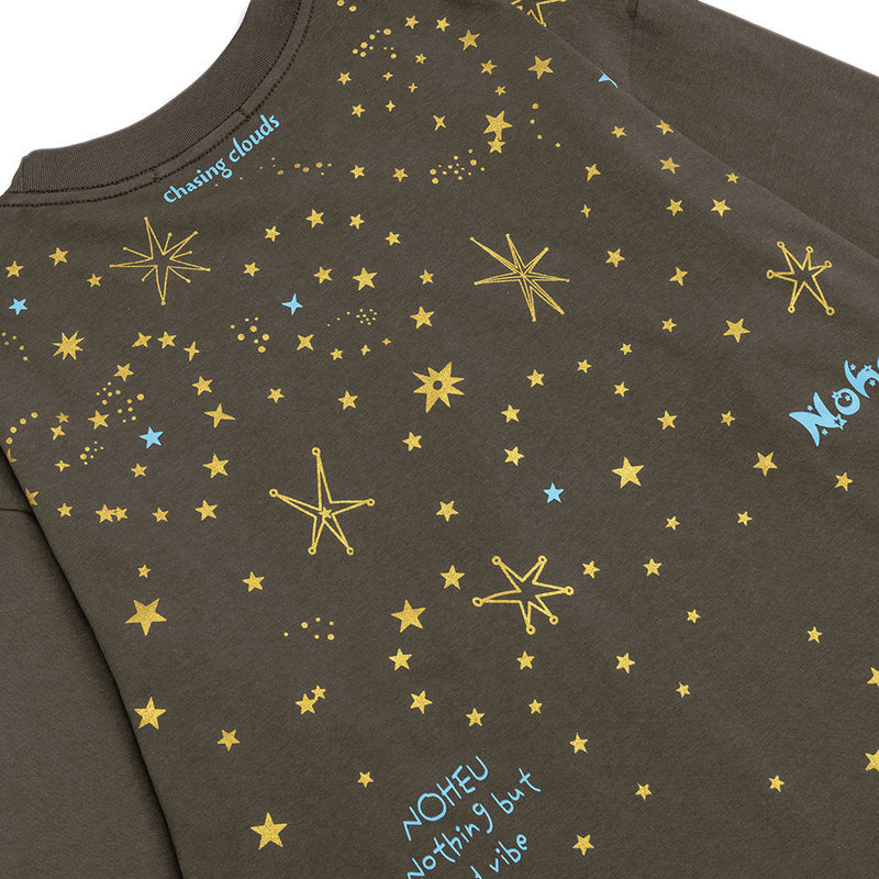 Camiseta de manga larga oversize con estampado de estrellas – Top urbano de corte relajado