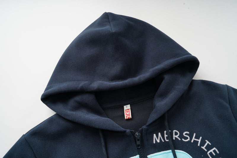 Mershier スパイラルグラフィック ジップアップ クロップドフーディー