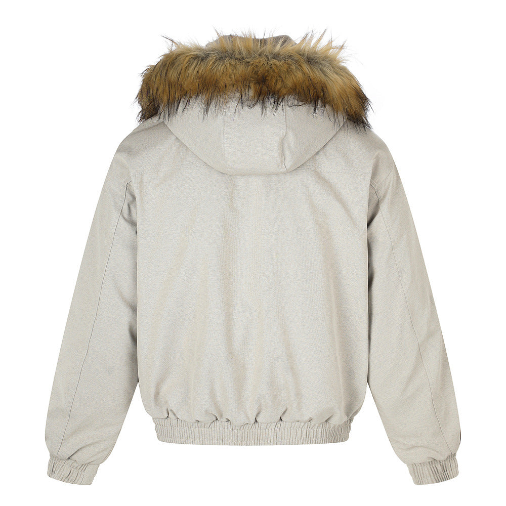 Pufferjacke mit Kunstfellbesatz und Lagenoptik – Übergroßer Wintermantel für Herren