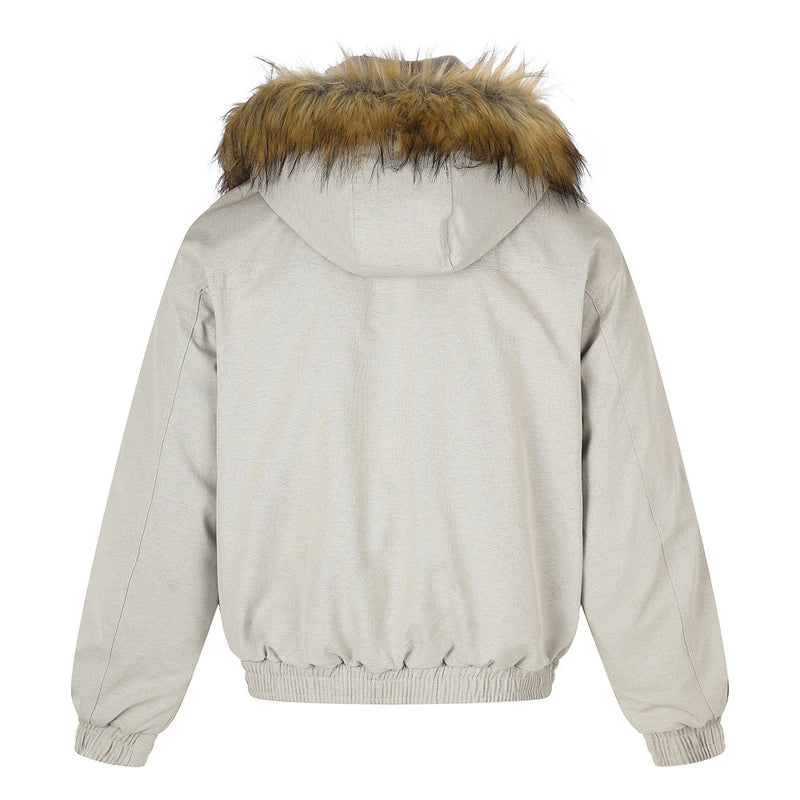 Pufferjacke mit Kunstfellbesatz und Lagenoptik – Übergroßer Wintermantel für Herren