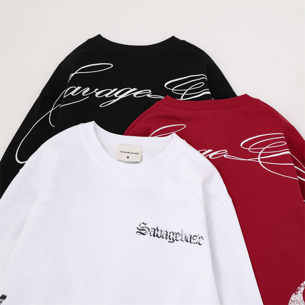 Savage Base Fake-Zweiteiler mit karierten Patchwork-Ärmeln – Oversized-Langarmshirt für Herren