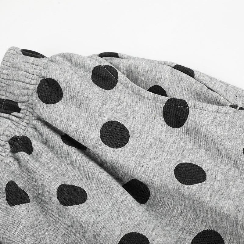 Polka Dot Wide-Leg Pants with Elastic Drawstring Waist