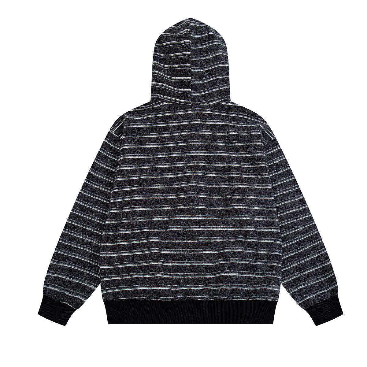 Sudadera de rayas con cremallera y parches varsity – Cárdigan retro americano de felpa
