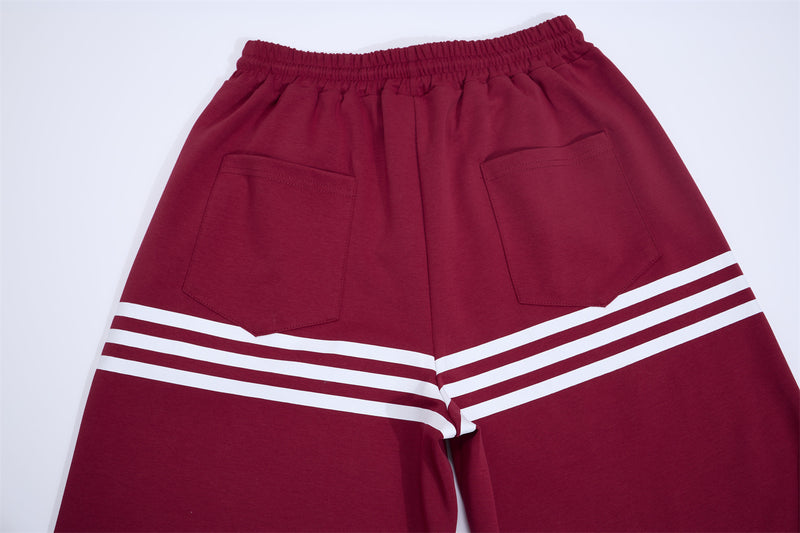 Wide Leg Sweatpants with Stripe & Mellifluous Graphic Print