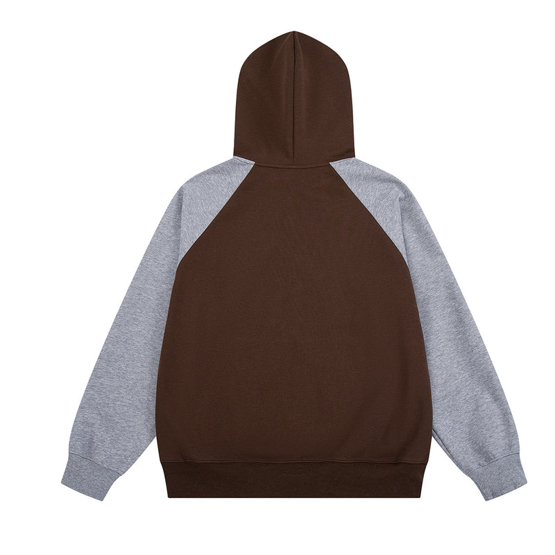 Sweat zippé rétro avec écussons racing – Modèle raglan color block à badges brodés