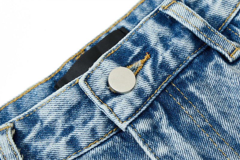 Men's Baggy Cargo Denim Jeans – Wide Leg, Multi-Pocket, Acid Wash