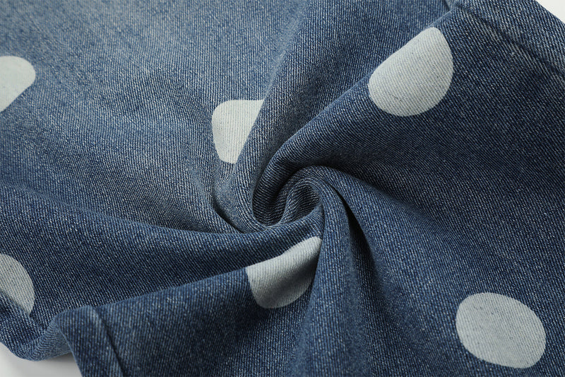 Baggy Mid Rise Jeans Wide-Leg Polka Dot Y2K Denim Pants