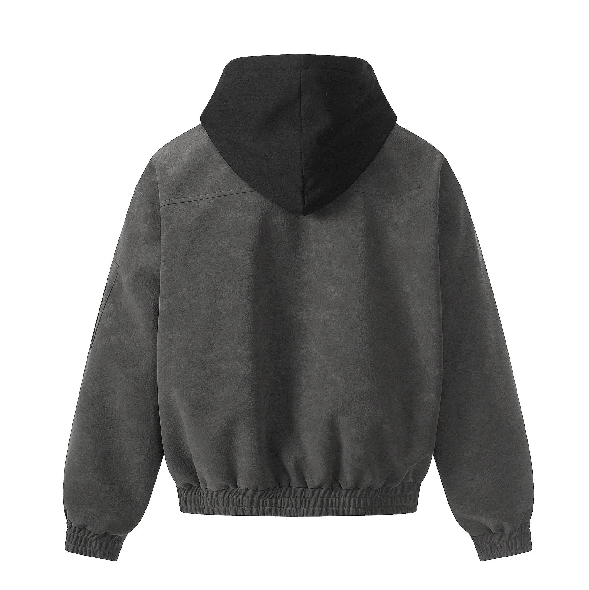 Blouson bomber oversize à capuche, vintage américain, broderie et suédine PU – Veste moto