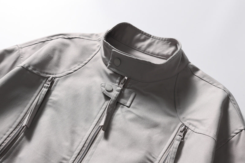 Multi-Zip Stand Collar Oversized Jacket – Relaxed Fit Streetwear Blouson