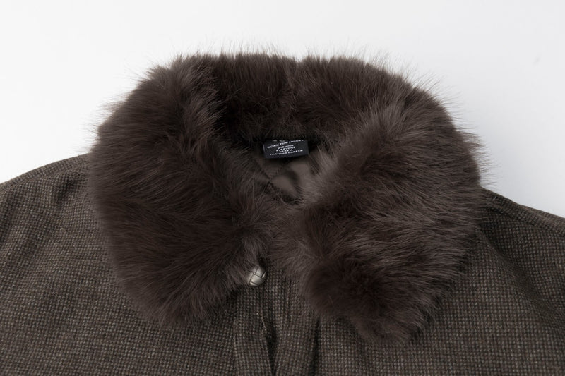 Wool Blend Bomber Jacket with Faux Fur Collar – Vintage American Style