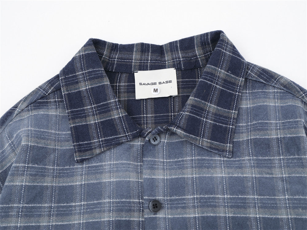 Plaid Long Sleeve Button-Up Shirt – Oversized Vintage Washed Flannel