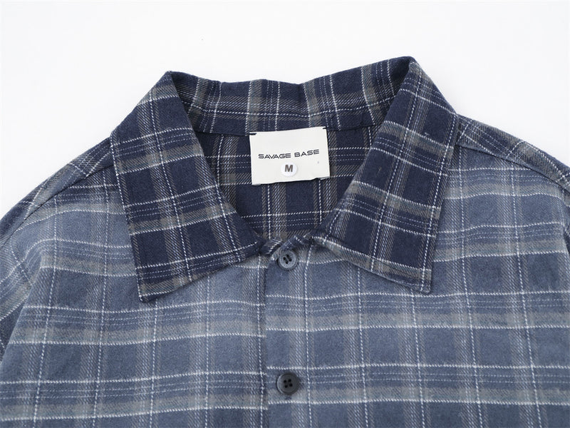 Plaid Long Sleeve Button-Up Shirt – Oversized Vintage Washed Flannel