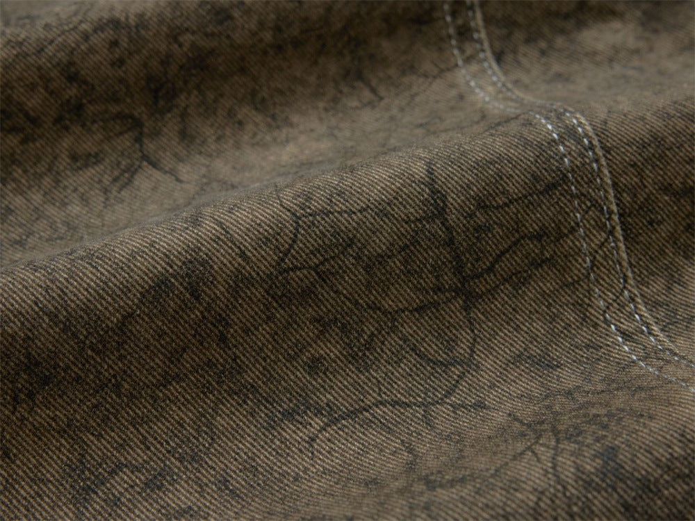Barrel Leg Carpenter Jeans – Acid Wash Khaki Green Wide Leg Denim