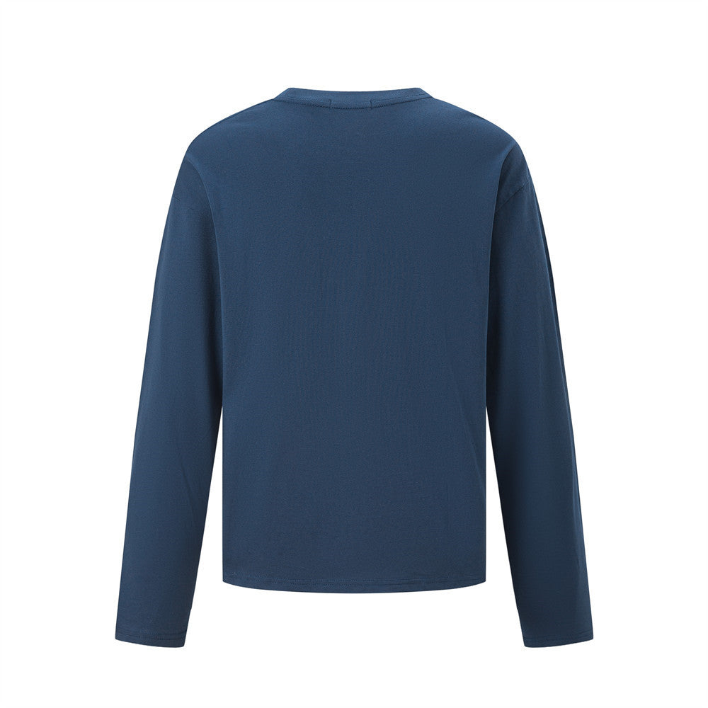 Long-Sleeve Star Print T-Shirt – Relaxed Fit Crew Neck Top
