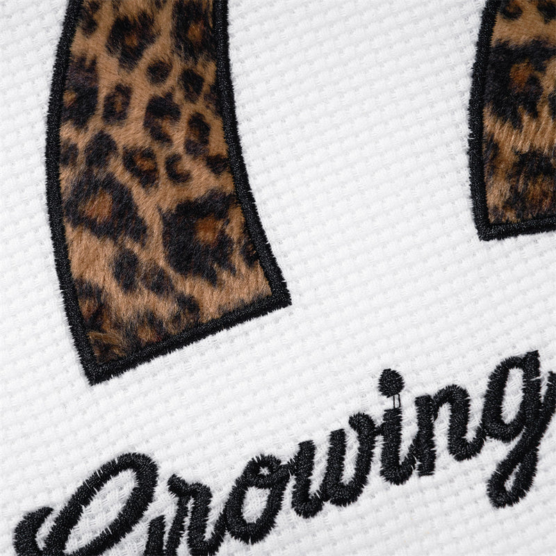 Long Sleeve Men T-Shirt 777 Leopard Print Waffle Knit Crewneck