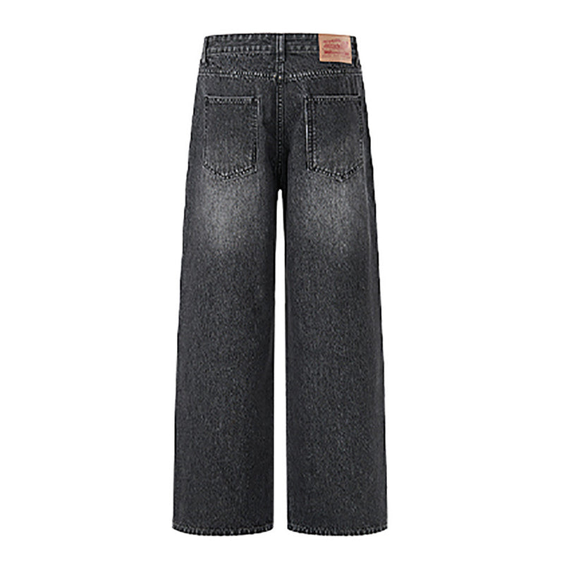 American Legend Flag Print Wide-Leg Jeans – Men's Vintage Washed Straight Denim