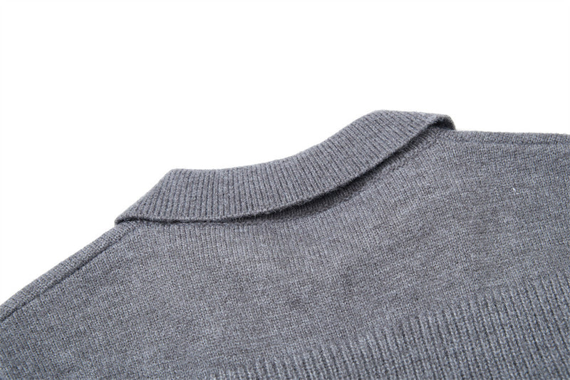 Men Zip Up Sweater Knit Polo Collar Cardigan – Relaxed Fit