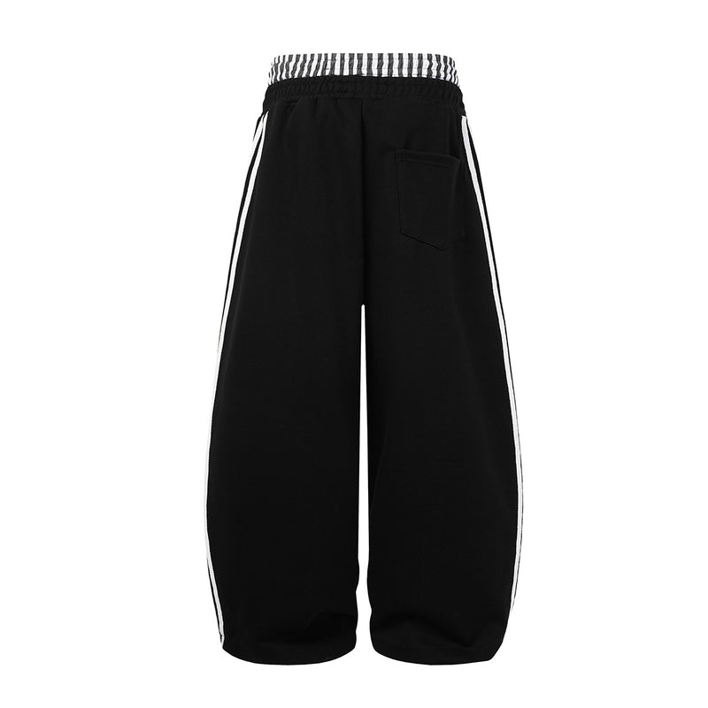 Wide-Leg Sweatpants with Barcode Cross Print & Double Waistband