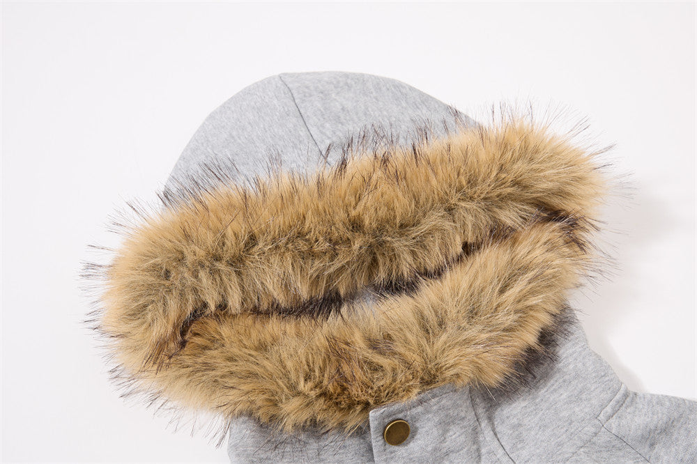 Fur-Trim Zip-Up Hoodie Jacket – Oversized Streetwear with Script Graphic