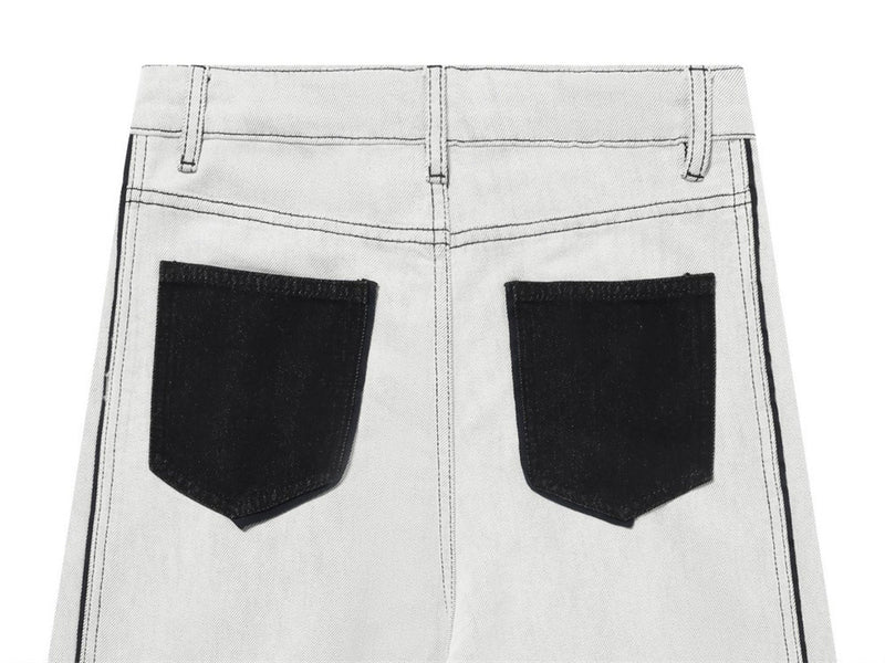 Wide-Leg Jeans Men's Deconstructed Contrast Stitch Baggy Denim Pants
