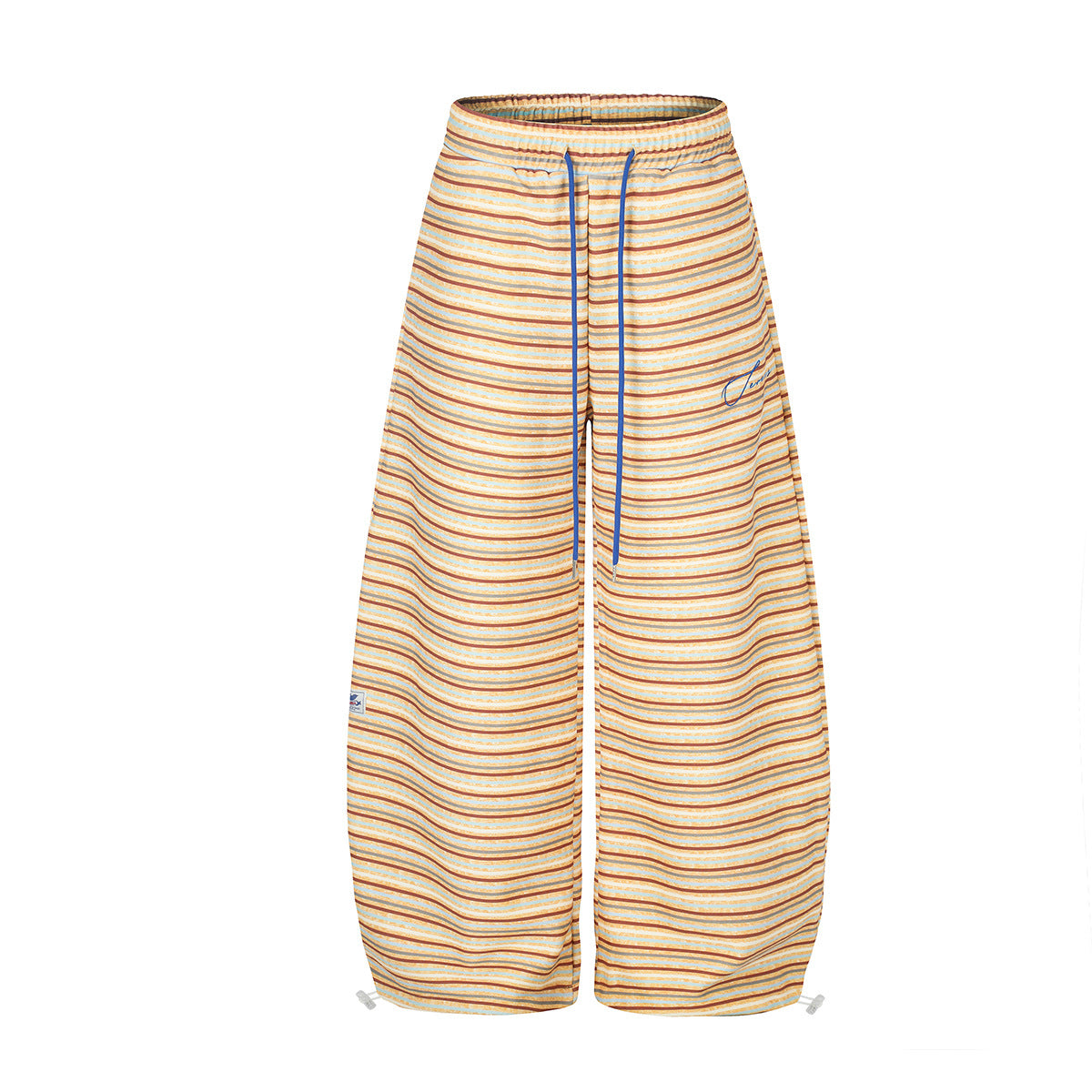 Pantalon de survêtement rayé à jambes larges – Coupe droite ample avec cordon