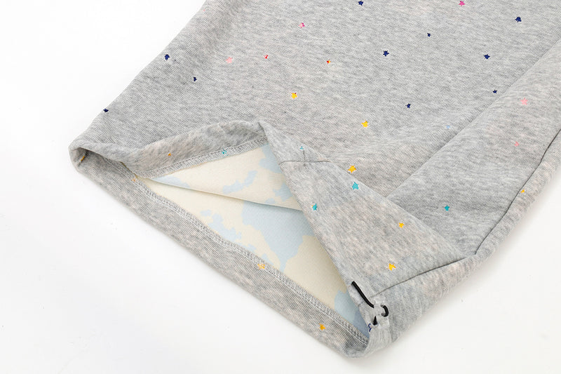 Wide-Leg Sweatpants with Star Embroidery & Paint Splatter Print