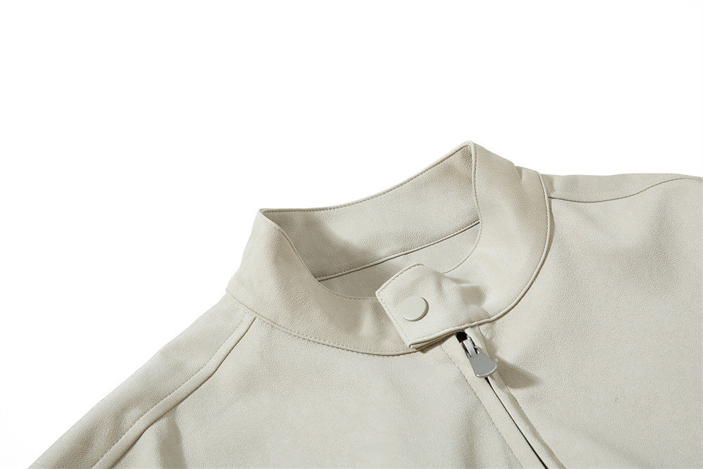 Blouson bomber homme oversize en similicuir PU – Col montant et zip intégral