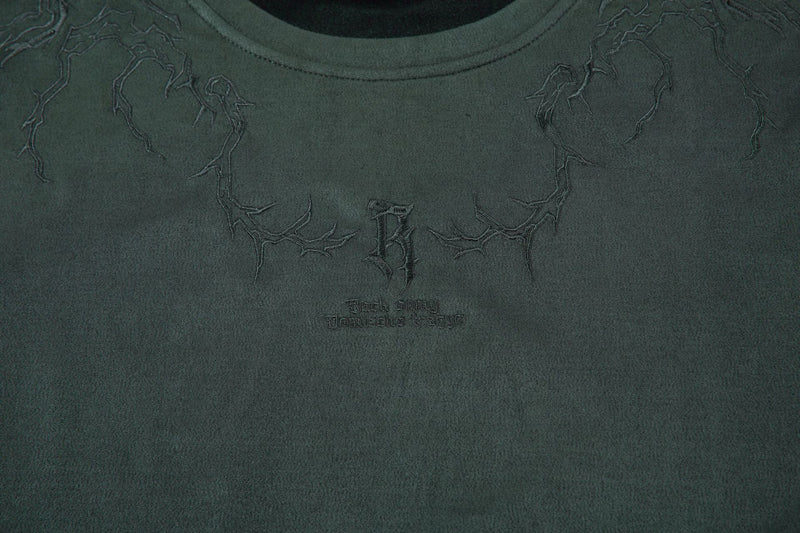 Oversized Gothic-T-Shirt mit Dornenstickerei – Kurzarmshirt im American-Streetwear-Stil