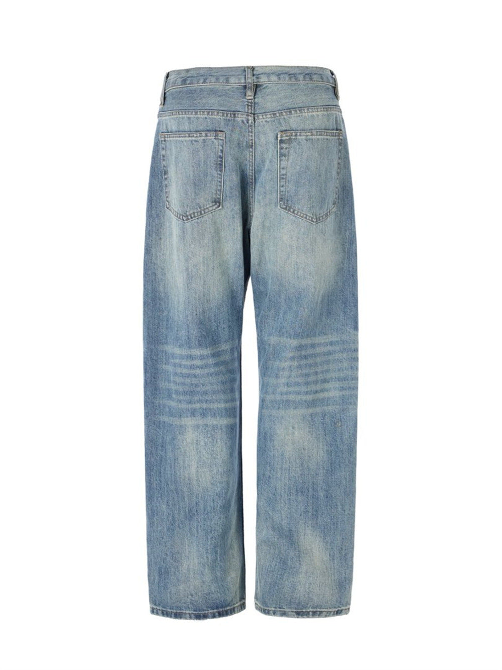 Wide-Leg Washed Vintage Blue Jeans – Men's Relaxed Straight Denim
