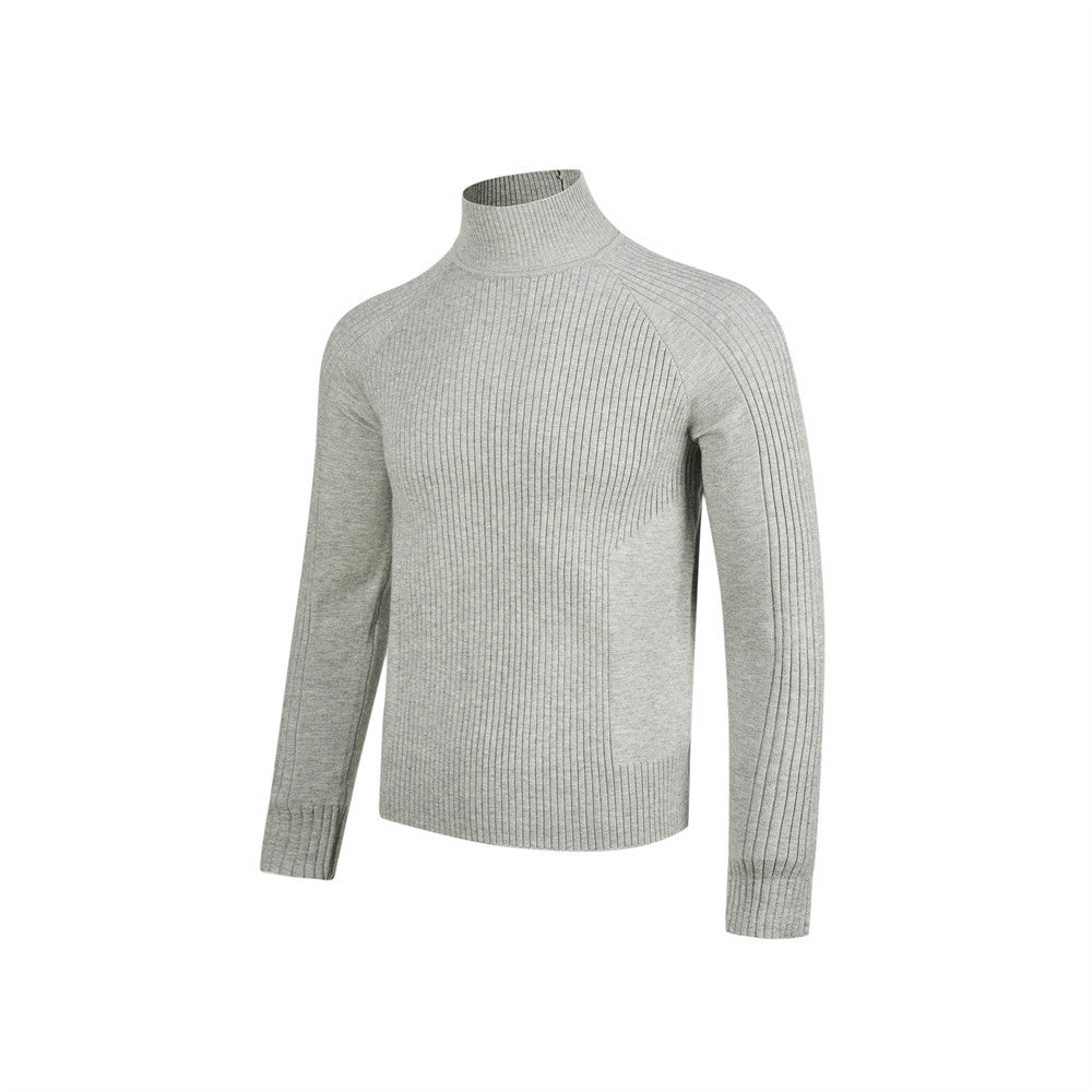 Men's Long Sleeve Sweater Polo Mock Neck Ribbed Knit Slim Fit Pullover