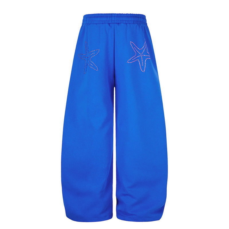 Wide-Leg Sweatpants with Rhinestone Letter Graphic – Oversized Fit