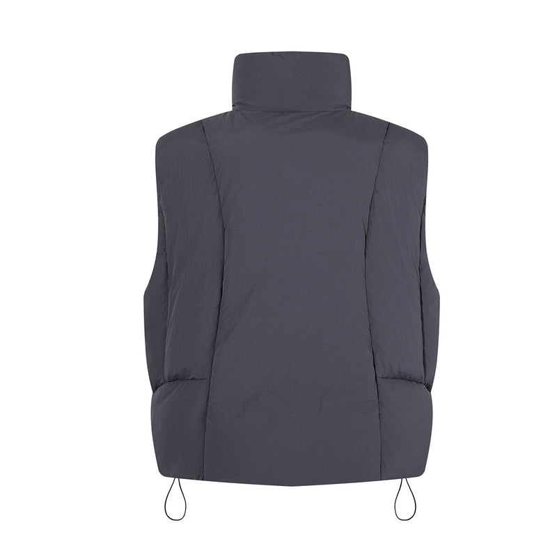 Padded Puffer Vest Stand Collar Zip-Up Sleeveless Jacket