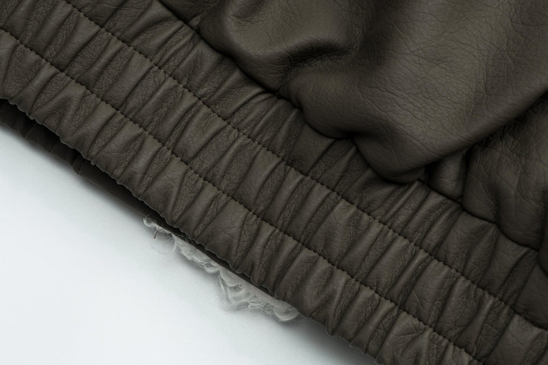 Veste en simili cuir et fourrure, bomber oversize à col sherpa