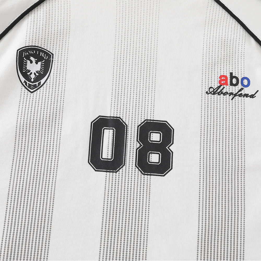 Soccer Jersey Stripe Graphic Tee – Oversized Short-Sleeve Crew Neck
