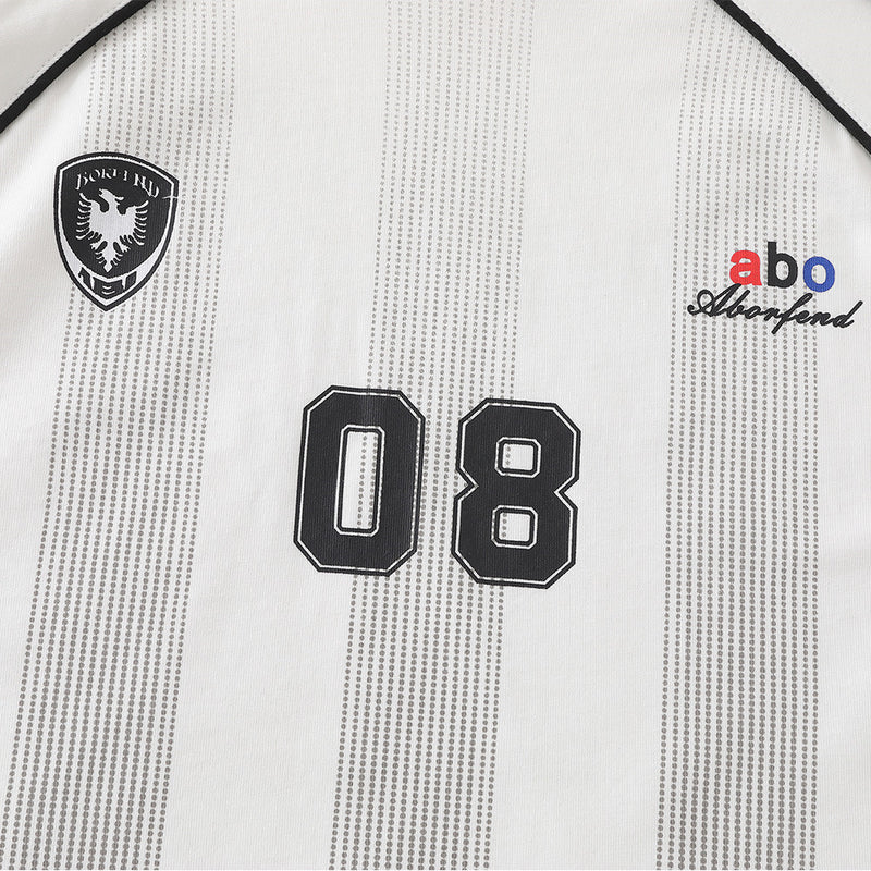 Soccer Jersey Stripe Graphic Tee – Oversized Short-Sleeve Crew Neck