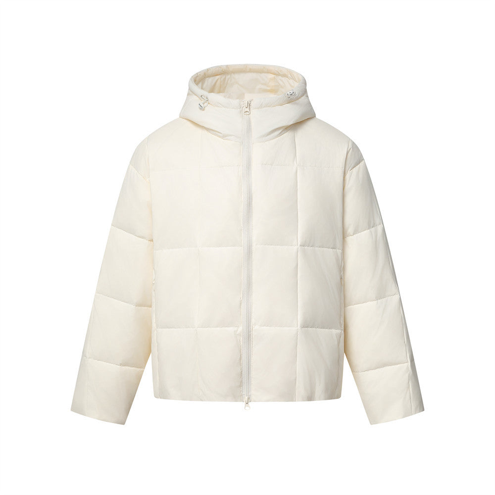 Herren-Pufferjacke mit Steppung – Wintermantel mit Kapuze und durchgehendem Reißverschluss
