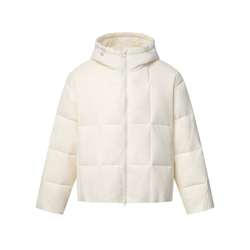 Herren-Pufferjacke mit Steppung – Wintermantel mit Kapuze und durchgehendem Reißverschluss