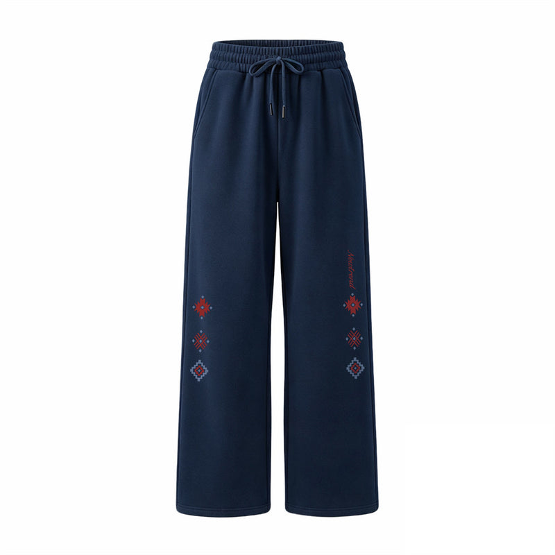 Men's Wide-Leg Sweatpants with Aztec Geometric Print