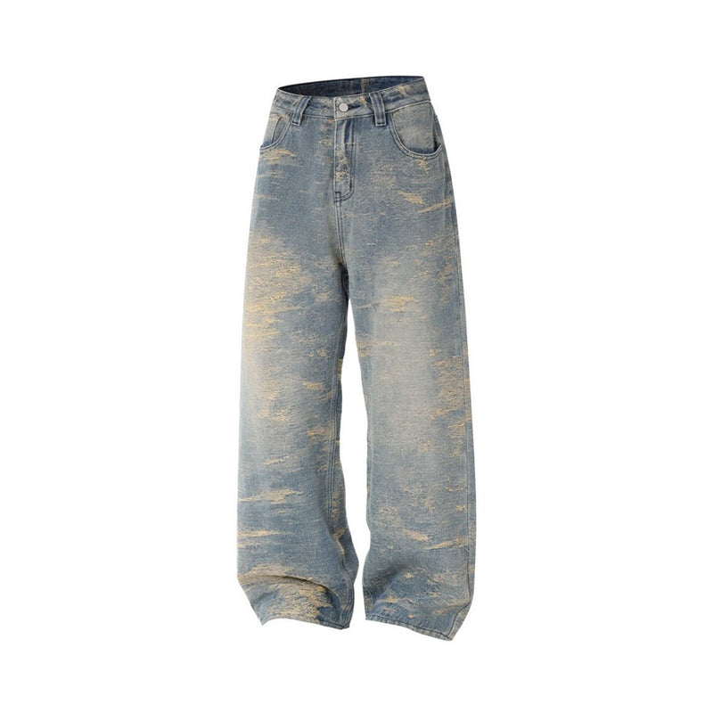 Vintage Baggy Jeans Men – Heavy Distressed Wide-Leg Straight Denim Pants