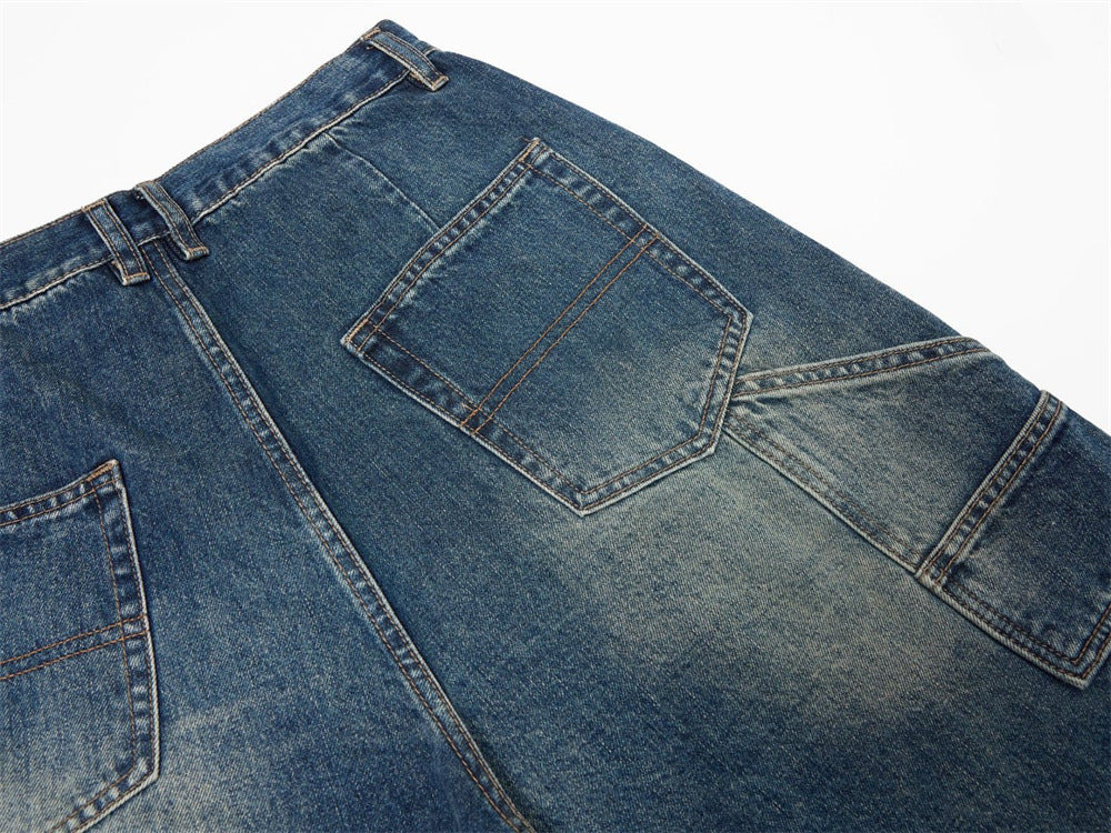Men's Baggy Carpenter Jeans – Vintage Washed Wide-Leg Denim