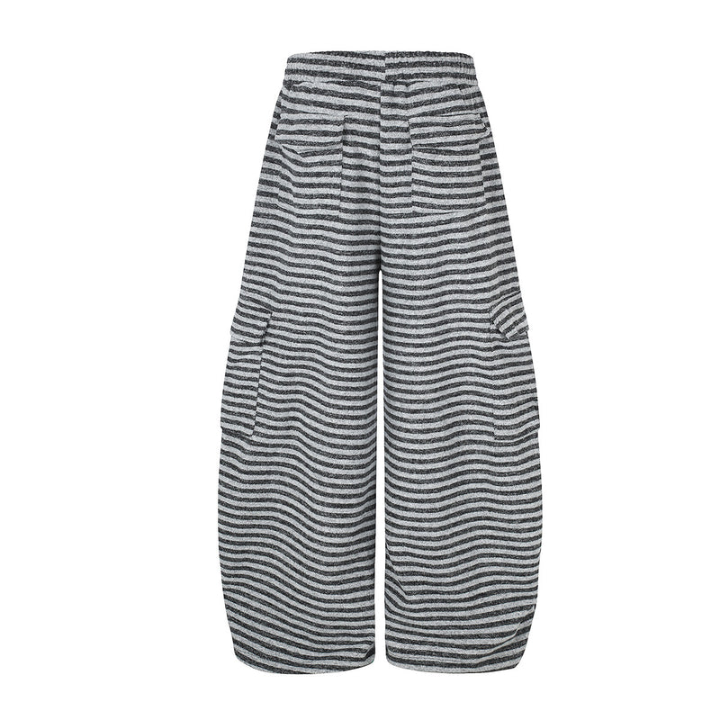 Wide-Leg Striped Sweatpants with Union Jack Rhinestone Detail