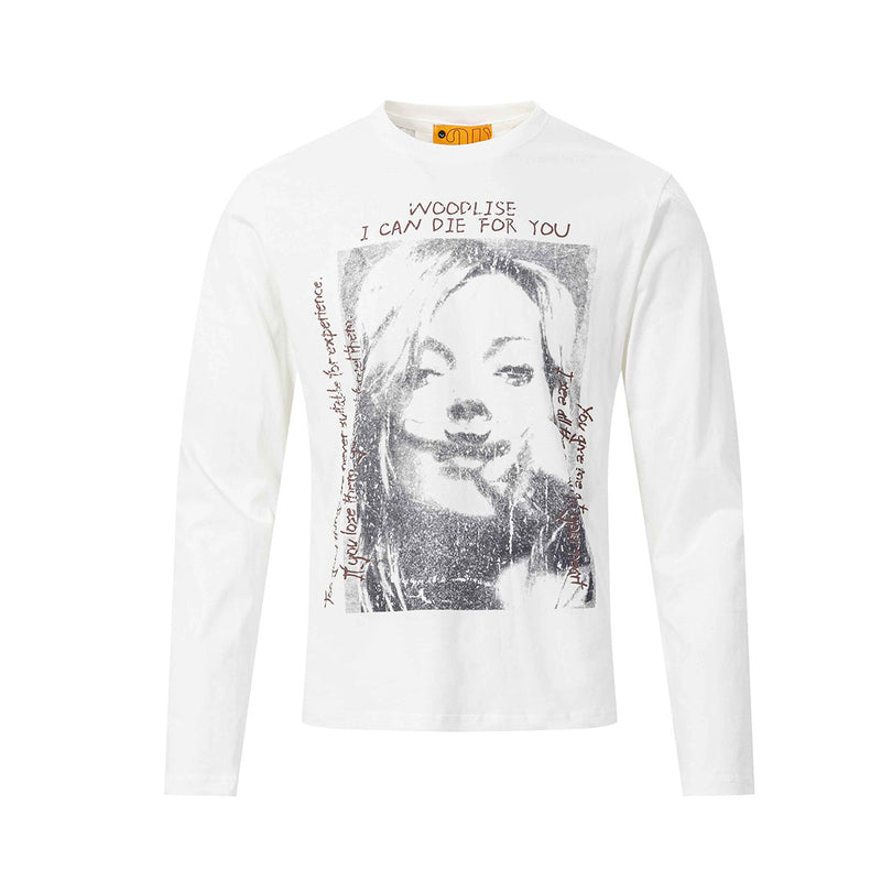 Langarmshirt mit Grafikprint, Street-Rock-Porträt und Rundhalsausschnitt