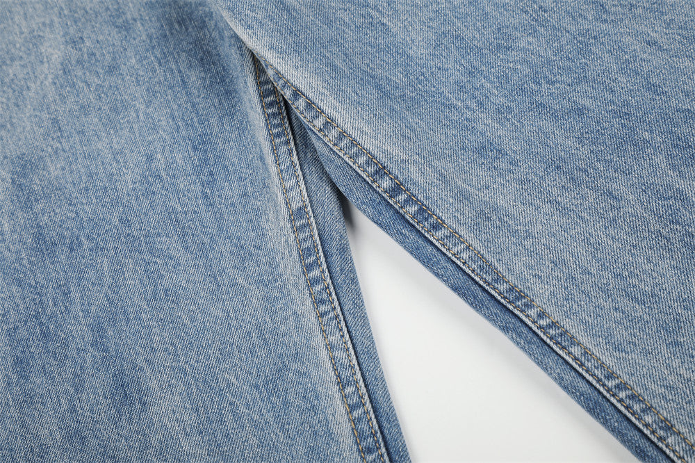 Jean baggy wide leg – Pantalon homme en denim délavé à coupe barrel