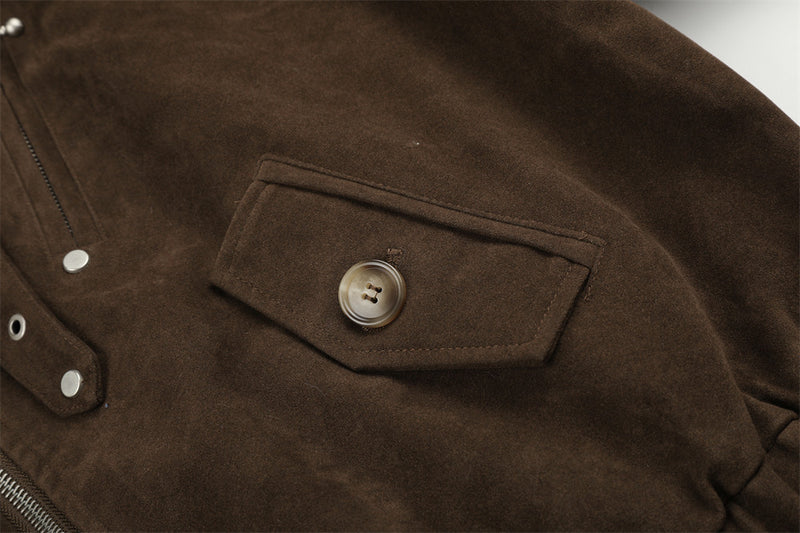 Mens Bomber Jacket – Cropped Stand Collar Zip-Up with Metal Hardware
